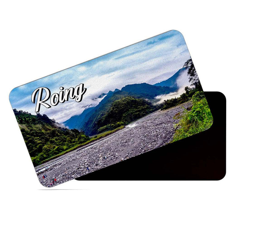dhcrafts Rectangular Rubber Fridge Magnet / Magnetic Card Multicolor Arunachal Pradesh Roing Design Pack of 1 (8.6cm x 5.4cm)